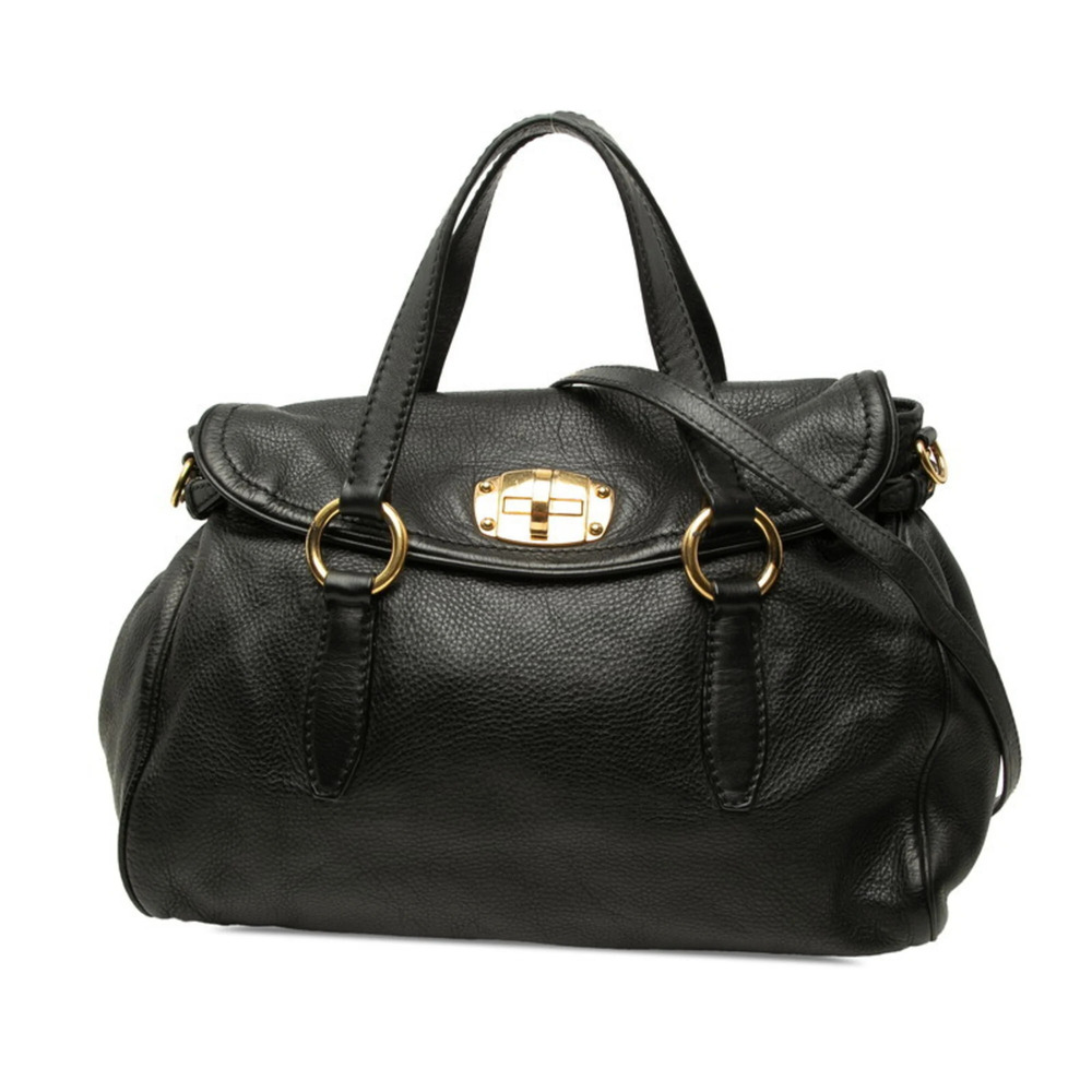 Miu Miu Miu Handbag Chain Shoulder Bag 2WAY Black Leather Women's MIUMIU